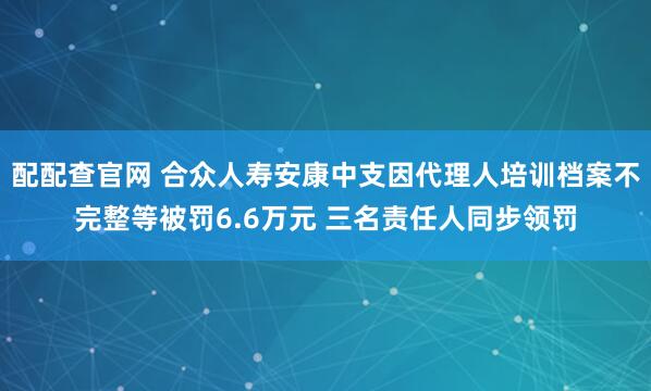 配配查官网 合众人寿安康中支因代理人培训档案不完整等被罚6.6万元 三名责任人同步领罚